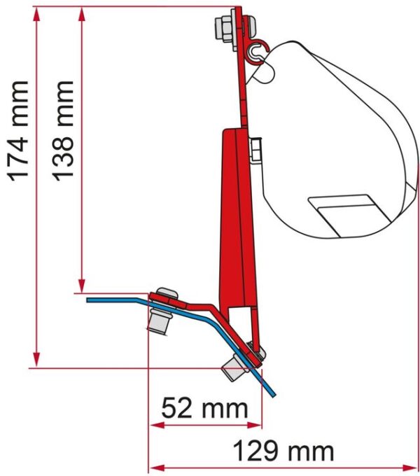 Markisenadapter FIAMMA passend für Ford Custom Lift Roof für F45 und F35 Pro - RHD