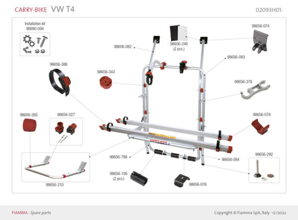 Reibungsstoßdämpfer FIAMMA passend für Carry Bike VW T4 /T5VE 2 Stück