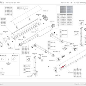 Gelenkarm links zu Markise F65S Länge 320-400 cm