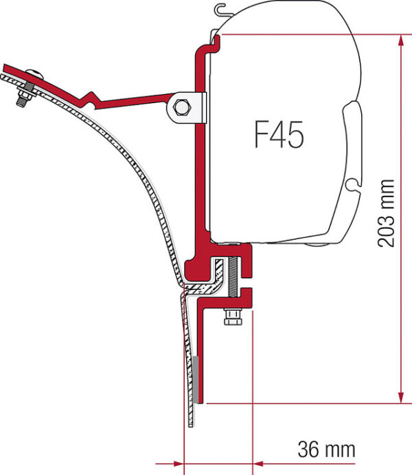 Adapterkit 2-tlg zu Wandmarkise Fiamma F45 S / F45 L Markise bis 3,5 m