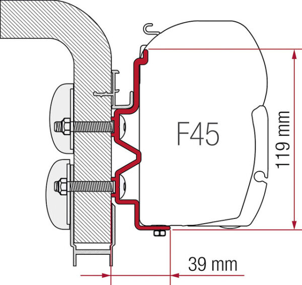 Adapter FIAMMA zu Wandmarkise F45 S / F45 L 300 cm passend für Hymercamp – Bild 2