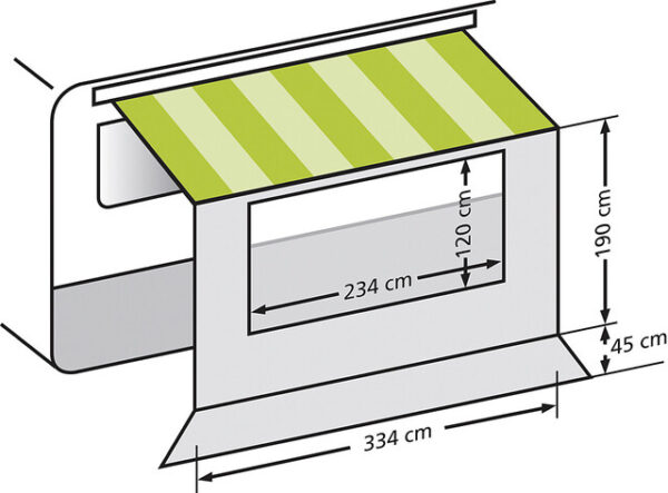 Universal Vorderwand, für Markisen 3,5 m Fb. grau 334 x 190 cm – Bild 2