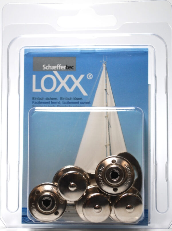 Loxx- Druckknopf Oberteil großer Kopf Inhalt 5 Stück Messing vernickelt – Bild 3