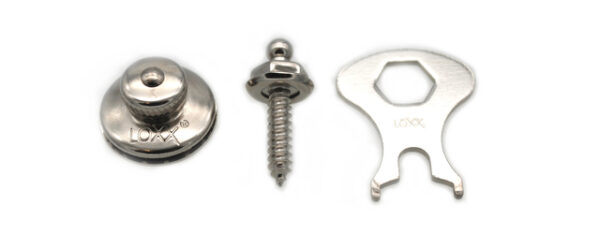 Knöpfe Loxx 2 Oberteile und 2 Schrauben 16 mm mit Schlüssel vernickelt