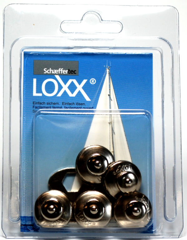 Loxx- Druckknopf Oberteil kleiner Kopf Inhalt 5 Stück Messing vernickelt – Bild 3