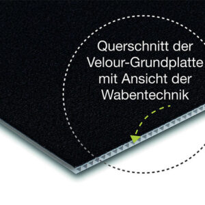 Basisplatte Purvario Kunstsoff mit Velourstoff Fb. schwarz 30 x 50 cm