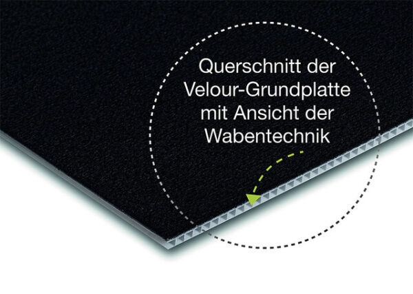 Basisplatte Purvario Kunstsoff mit Velourstoff Fb. schwarz 30 x 50 cm