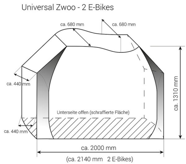 Fahrradschutzhülle Hindermann Concept Zwoo bis 2 E-Bikes – Bild 2