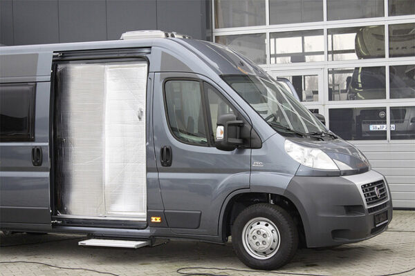 Thermovorhang HINDERMANN passend für Fiat Ducato 250 ab 2007 Gr. 2 Schiebetüre Fb. hellgrau