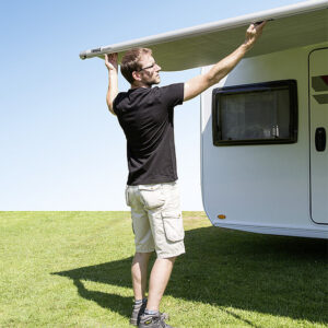 Sackmarkise Thule Omnistor 1200 450 x 250 cm Tuch Farbe saphir blau Gehäuse Farbe weiß