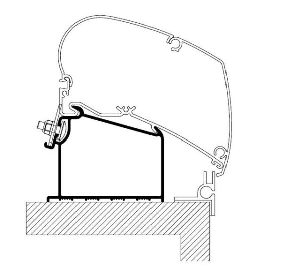 Adapterschiene THULE 4-tlg. für Dachmarkise Omnistor Serie 6 / 9, passend für Adria Caravan ab 2015