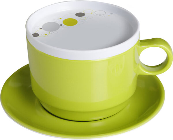 Tasse Melamin Brunner mit Untertasse und Deckel Fb. Space