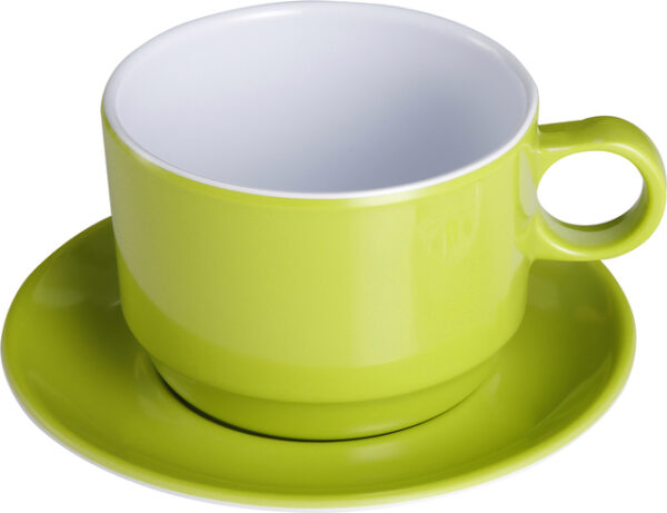Tasse Melamin Brunner mit Untertasse und Deckel Fb. Space – Bild 2