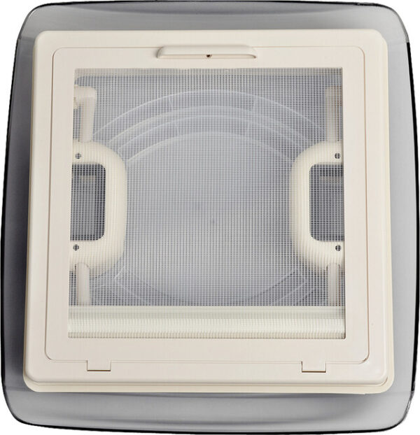 Dachhaube MPK Vision Vent S eco 2753 Ausschnitt 280 x 280 mit Netz u. Rollo, Fb. weiß, Haube Rauchglas, DS 46-72 mm – Bild 2