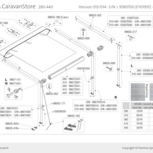 Linke Spannstange mit Stützfuß zu Caravanstore 280 2013 Mod.