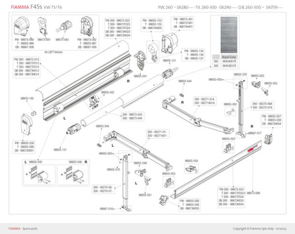 Tuch zu Markise F45S 260 cm Fb. Royal Grey