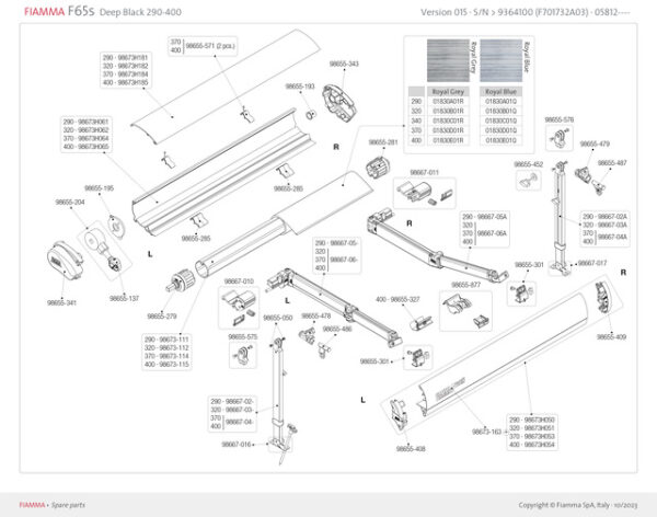 Frontblende 370 cm zu F65S schwarz, inkl. 2 Verschl.