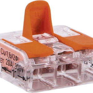 Wagoklemme transparent 3 Farbe transparent - orange wieder lösbar 50 Stück