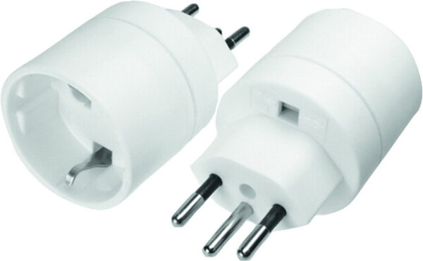 Adapter Schutzkontaktstecker CH / 250 V , Ø 45 mm Farbe weiß