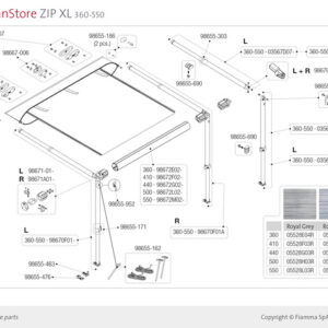FIAMMA Spannstange und Stützfuss re. zu CS 410-550 XL