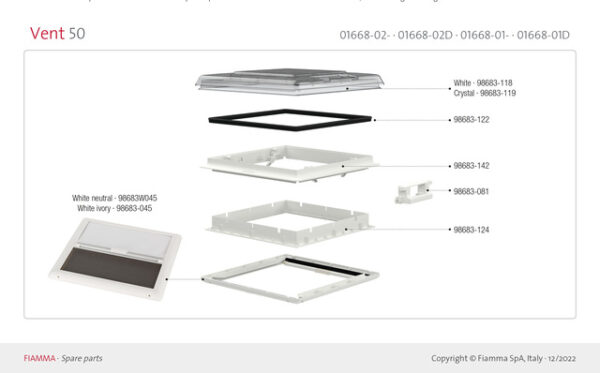 Aussenrahmen links und rechts Dachhaube Vent 50x50