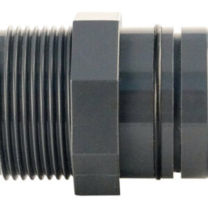 Rohrverbinder gerader  40/32 mm mit AG 1 ¼ Zoll 40 mm Entleerungssystem GrauGELB®