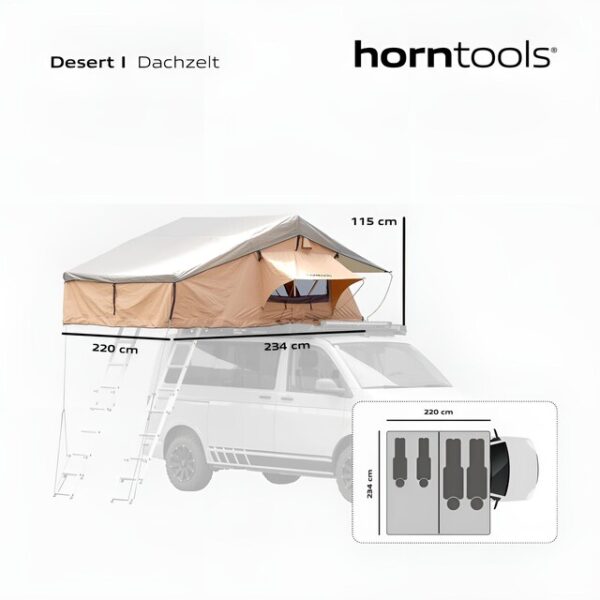 Dachzelt horntools Desert I 220 cm Farbe sand ohne Vorzelt – Bild 4