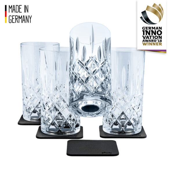Magnetic Crystal Glass Longdrink silwy 4er Set inkl. Metall-Nano-Gel-Pads
