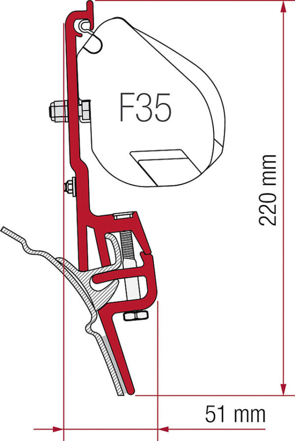 Adapter Fiamma Kit Brandrup pa ssend für VW T4 zu F35/F452 Ha lterungen – Bild 2