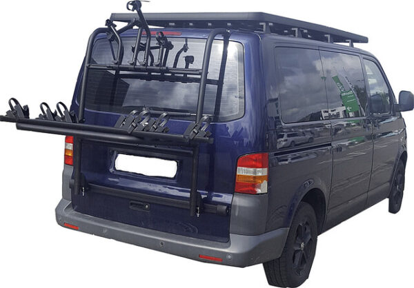 Universalträger EuroCarry Adventure Rack Grundrahmen mit Aufleger, passend für VW T5, 2 Räder, Tragl. 60 kg, schwarz – Bild 2