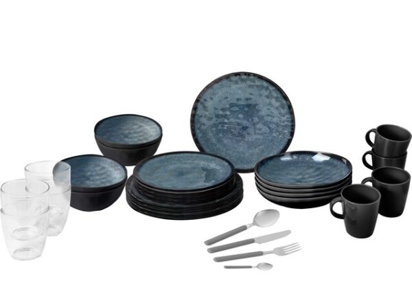 Geschirrset Melamin BRUNNER Venetian All inclusive VIP 40-tlg. Farbe schwarz / blau