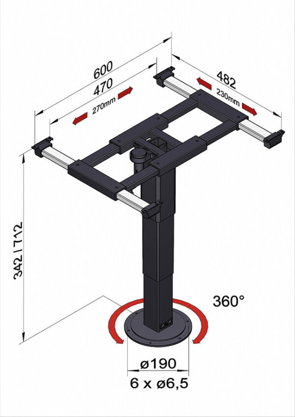 Liftgestell Ilse Technik mit Verschiebung und Ver- drehung, Klick-Klack-System – Bild 2