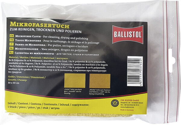 2in1 Mikrofasertuch BALLIST zum Reinigen, Trocknen und Polieren gelb 30 x 30 cm – Bild 2