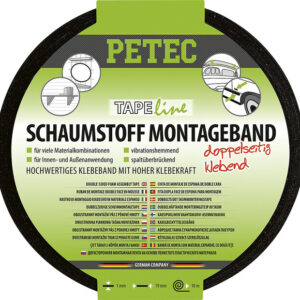 Schaumstoff-Montageband Petec doppelseitig klebend 10 m x 19 mm