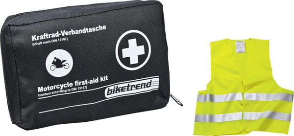 Mini Verbandstasche + Warnweste CarComfort inkl. 2 Mund-, Nasenabdeckungen Farbe schwarz