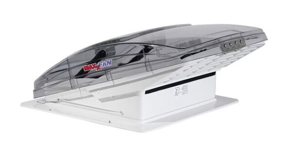 Dachhaube MAXXAIR Maxxfan Deluxe mit Lüfter und Regenschutz, elektr. Öffnung Farbe transparent