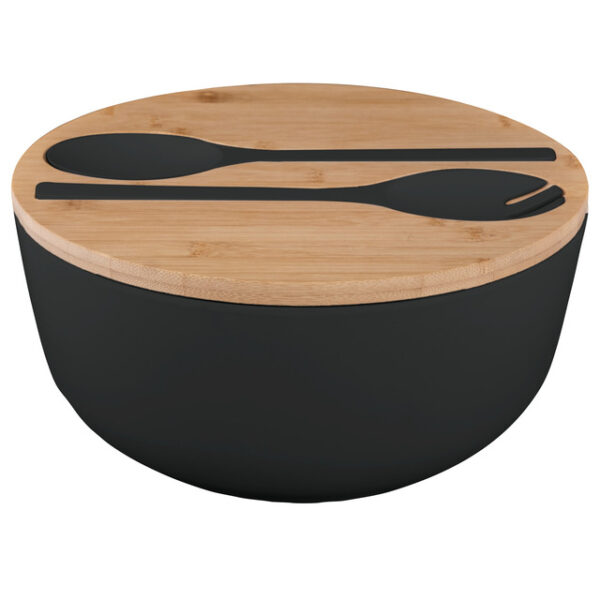 Salatschüssel BRUNNER Greenkick mit Bambusdeckel Durchm. 25 cm Farbe anthrazit – Bild 2
