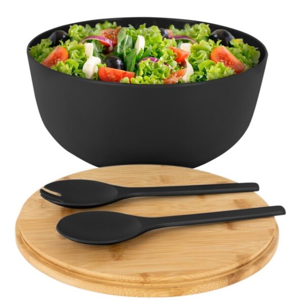 Salatschüssel BRUNNER Greenkick mit Bambusdeckel Durchm. 25 cm Farbe anthrazit – Bild 5