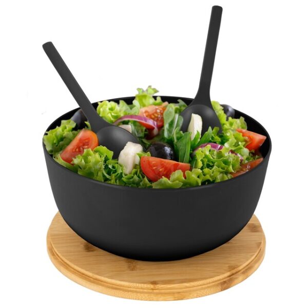 Salatschüssel BRUNNER Greenkick mit Bambusdeckel Durchm. 25 cm Farbe anthrazit – Bild 6
