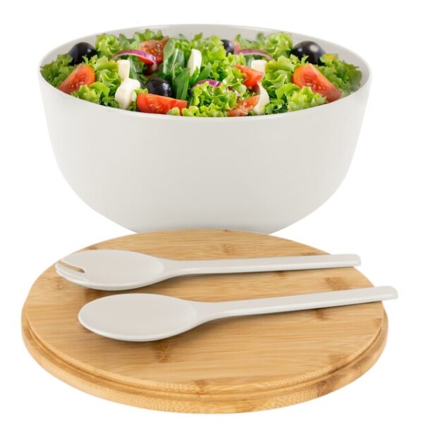 Salatschüssel BRUNNER Greenkick mit Bambusdeckel Durchm. 25 cm Farbe beige – Bild 5
