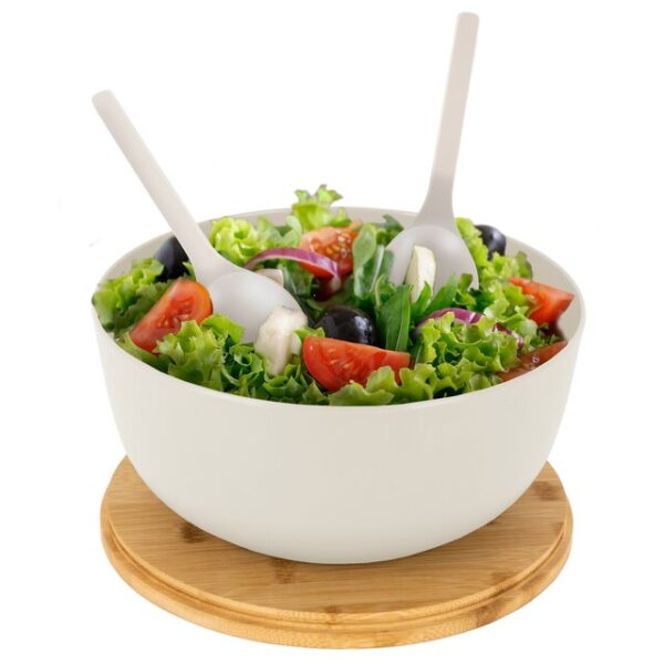 Salatschüssel BRUNNER Greenkick mit Bambusdeckel Durchm. 25 cm Farbe beige – Bild 6