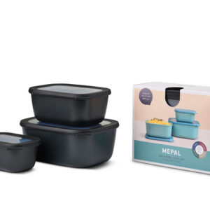 Set Multischüssel MEPAL cirqula rechteckig 3-tlg. _750 + 1500 + 3000_, Farbe nordic black