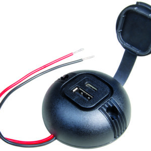 Doppelsteckdose EV PRO CAR mit Deckel, runde Aufbau-Power USB-C/A