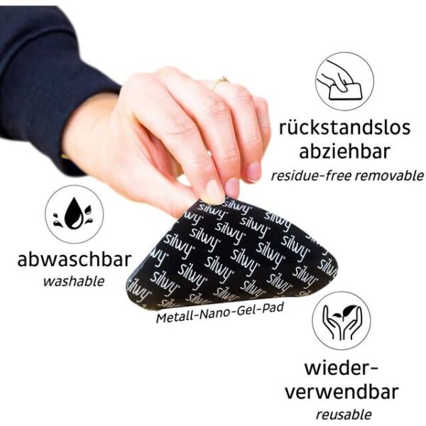 Metall-Nano-Gel-Pads silwy eckig, Farbe weiß, 2er Set – Bild 3