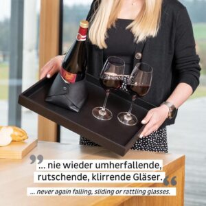 Metall-Tablett silwy im Leder- Look, Farbe schwarz
