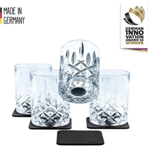 Magnet-Kristallgläser silwy WHISKY, 200 ml, 4er Set, inkl. Metall-Nano-Gel-Pad, Farbe schwarz