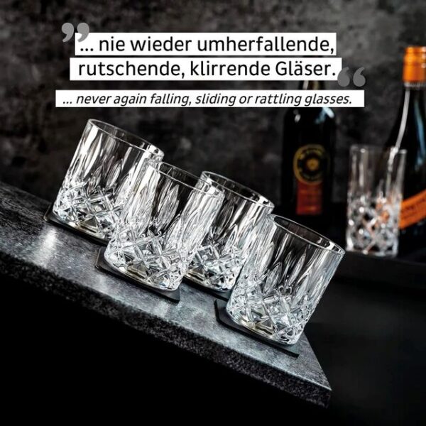 Magnet-Kristallgläser silwy WHISKY, 200 ml, 4er Set, inkl. Metall-Nano-Gel-Pad, Farbe schwarz – Bild 2