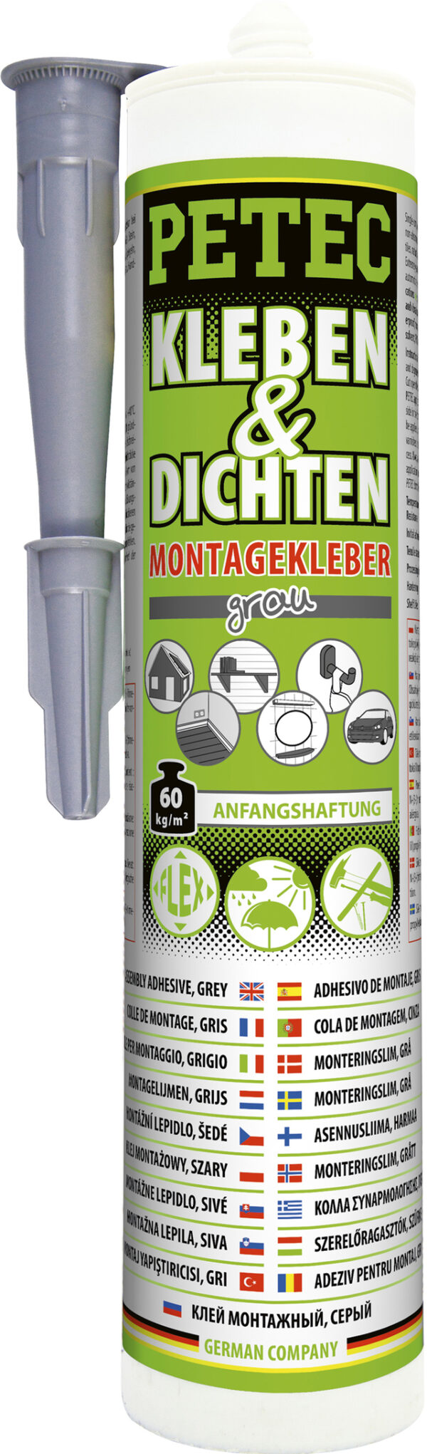 Montagekleber Petec Kleben & Dichten, Farbe grau, Inhalt 290 ml