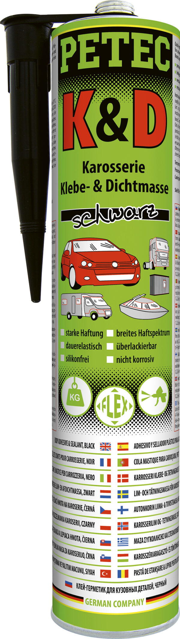 Karosserie Klebe- & Dicht- Masse Petec K & D, Farbe schwarz, Inhalt 310 ml