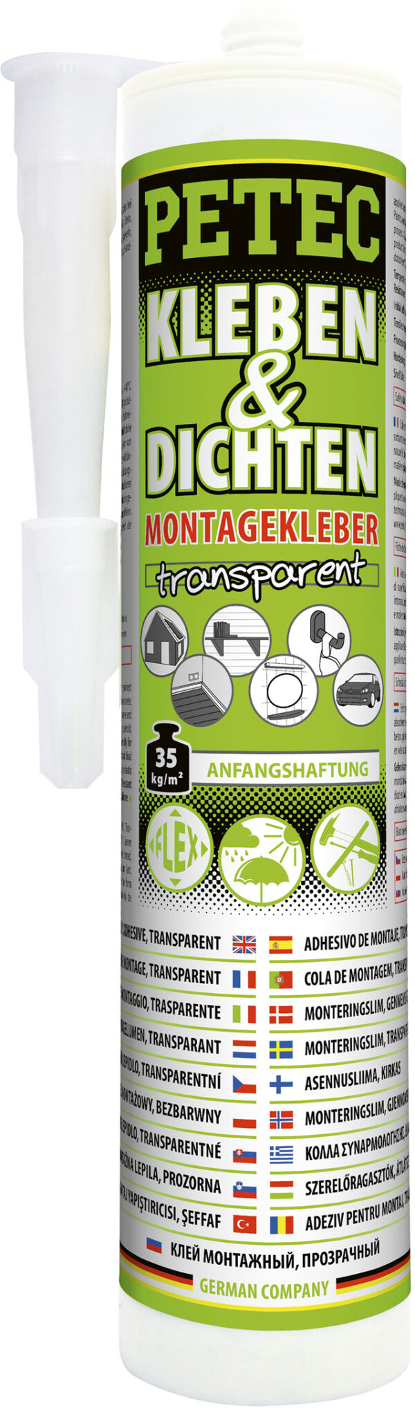 Montagekleber Petec Kleben & Dichten, Farbe transparent, Inhalt 290 ml